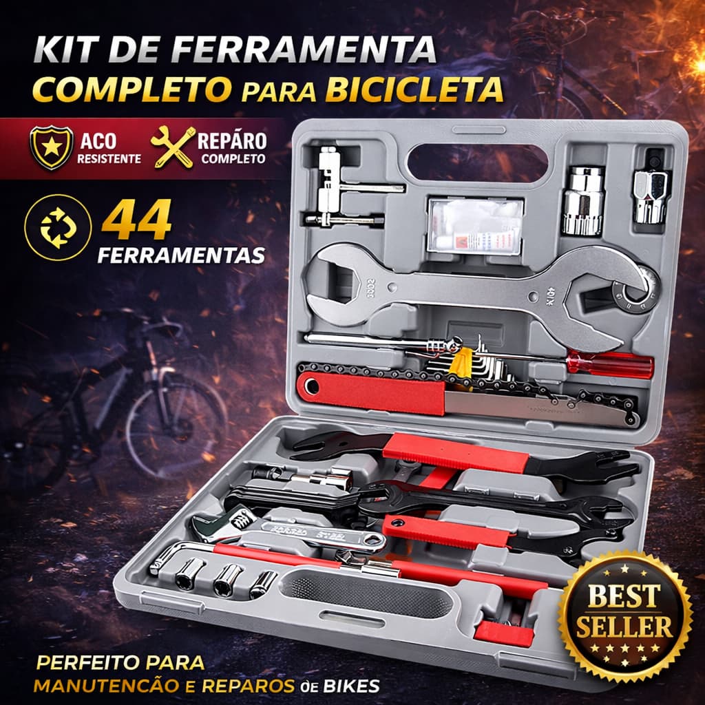 Jogo De Chave Bicicleta Completo Kits Ferramenta De Aço Maleta Conjunto 44 Pç Bike