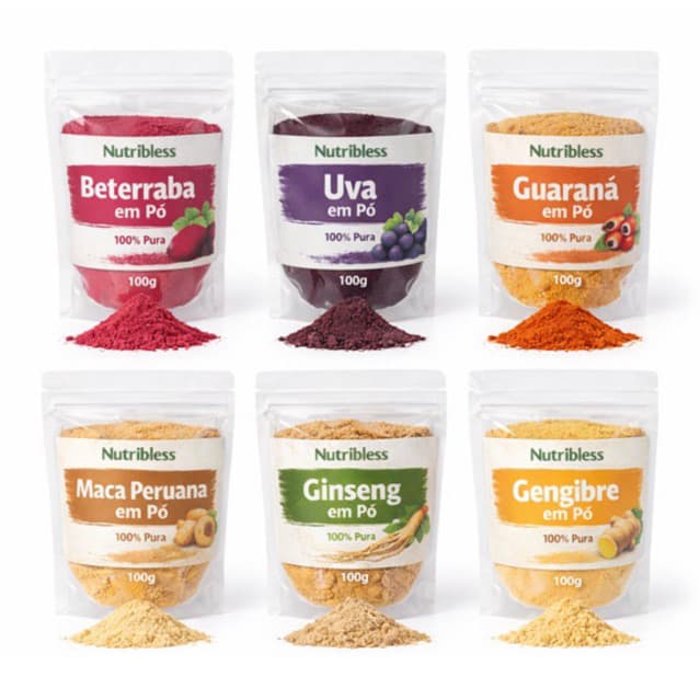KIT ENERGÉTICO COM 6 FARINHAS NATURAIS - 100g CADA