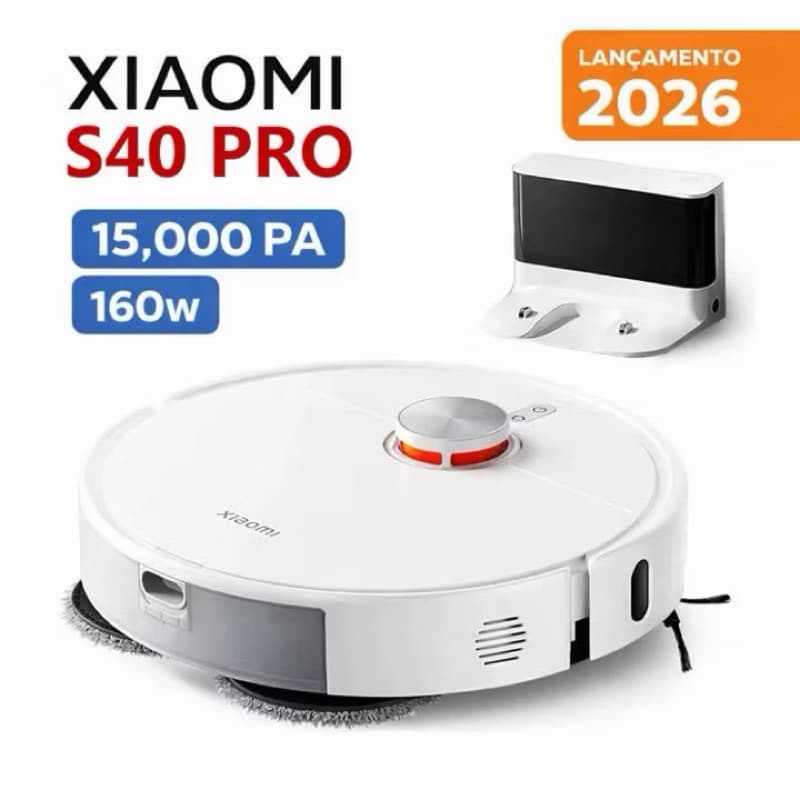Robô Aspirador Xiaomi S40 Pro 15000Pa | Mops Giratorios e Expansivel | Passa Pano Laser LDS Bivolt Lançamento 2026