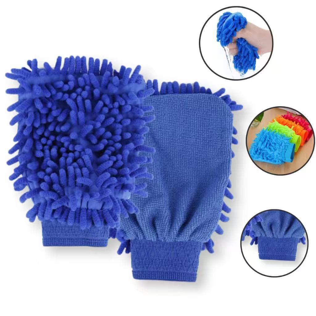 Kit 3  Luva Pano de Microfibra Multiuso Para Limpeza Veicular Carro Dupla Face