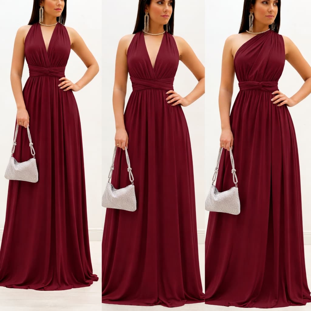 Vestido De Festa Feminino Longo de Festa Elegante Multiformas  Madrinha Formatura Casamento Batizado