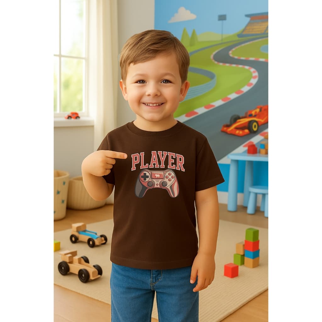 Camiseta Infantil 100% Algodão Estampada Modelo: "Player Controle Videogame" Camisa Unissex Premium