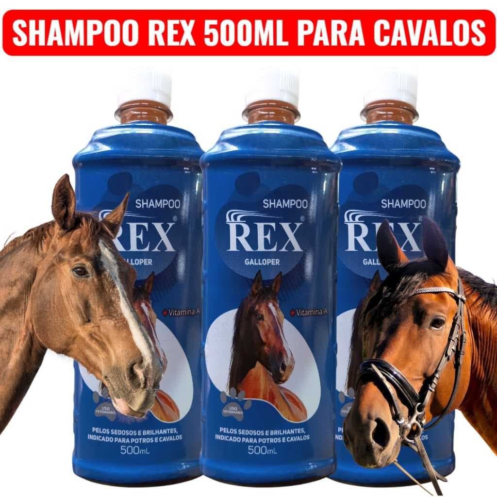 Kit 3 Shampoos Rex Galloper Para Potros e Cavalos - 500ml