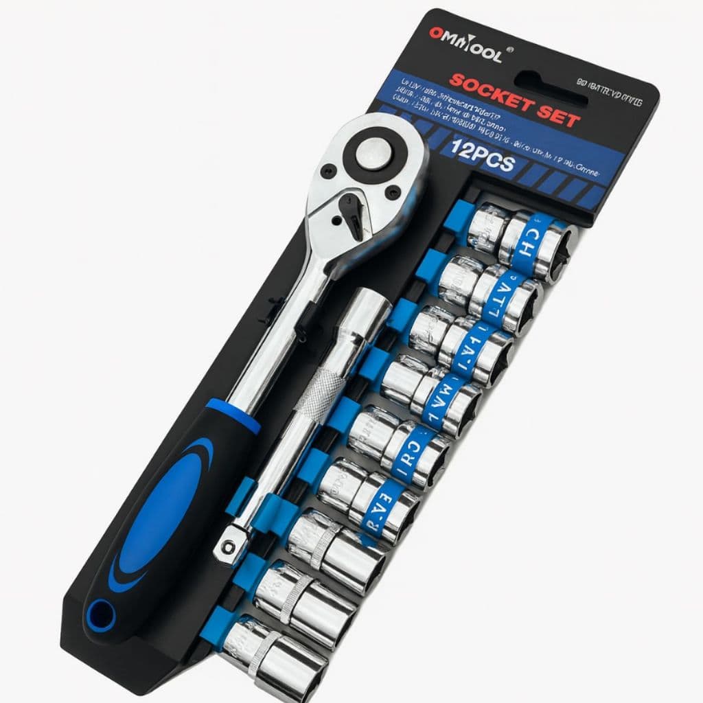 Jogo Soquete Sextavado 1/2 Com Catraca 12 Peças 10 A 22mm Com Extensão