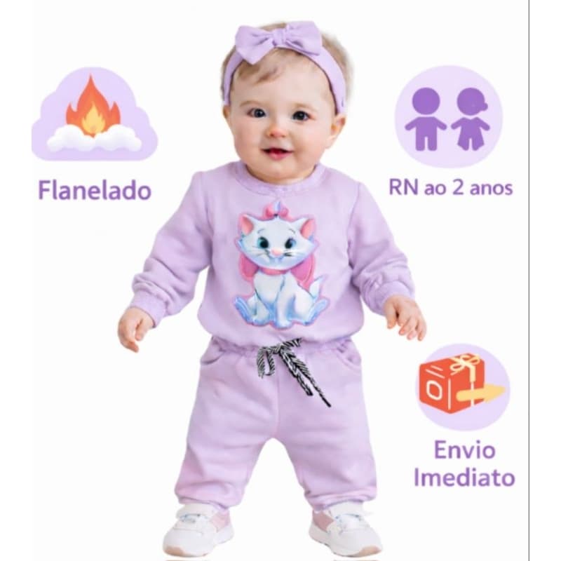 Conjunto de Moletom Flanelado Bebê  Calca e Blusa– RN ao 2 Anos ✨