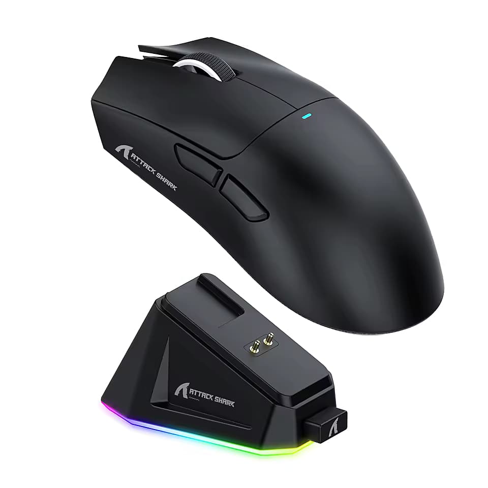 Mouse Gamer Attack Shark X11 Sem Fio RGB 22000 DPI Tri-Mode Ultra Leve