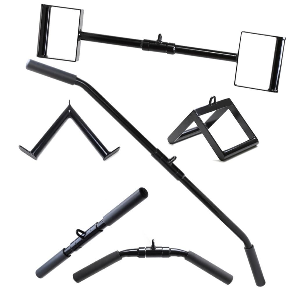 Kit Barra Costa +Reto+Curvo+Triangulo+Puxador V+Neutro Academia Musculação Treino
