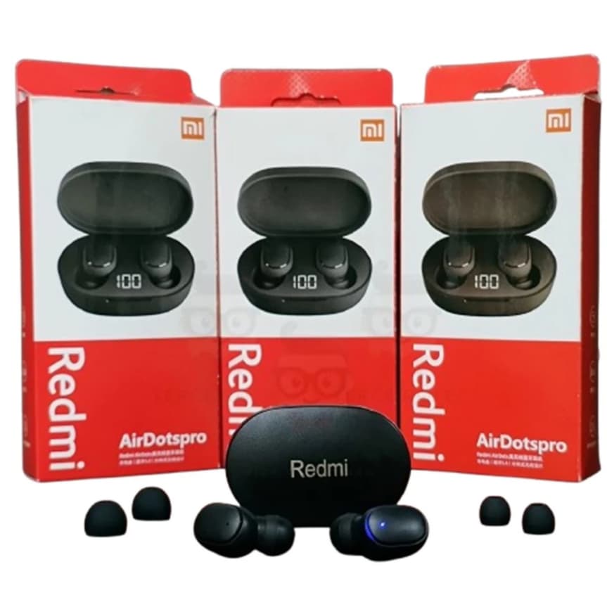 Fone De Ouvido Bluetooth Sem Fio Redmi Air DotsPro Xiomi com Display E6s 5.1 Tws Preto e Microfone.