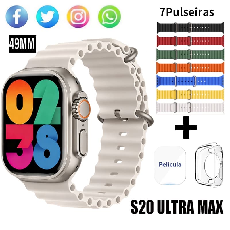 2026 Nova Relógio Smartwatch ULTRA MAX 7 Braceletes Relógio Inteligente Esportivo À Prova D'água NFC Bluetooth Watch