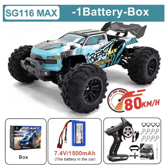 Carrinho de Controle Remoto 4x4 80km/h BEAST MAX 1:16 – Motor Brushless | Modelo SG116 MAX