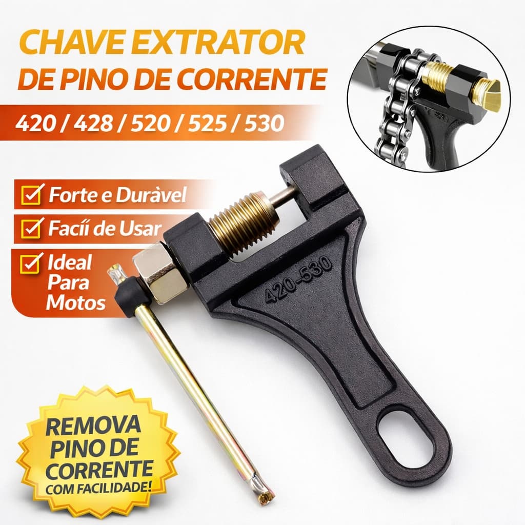 Chave Extrator Pino De Corrente Moto Universal 420,428,520,525,530 Profissional