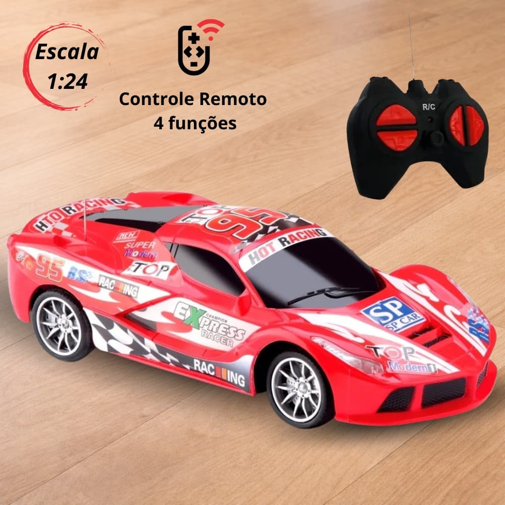 Carro Carrinho de Controle Remoto Brinquedo de Menino Corrida Race Samba Toys Vermelho