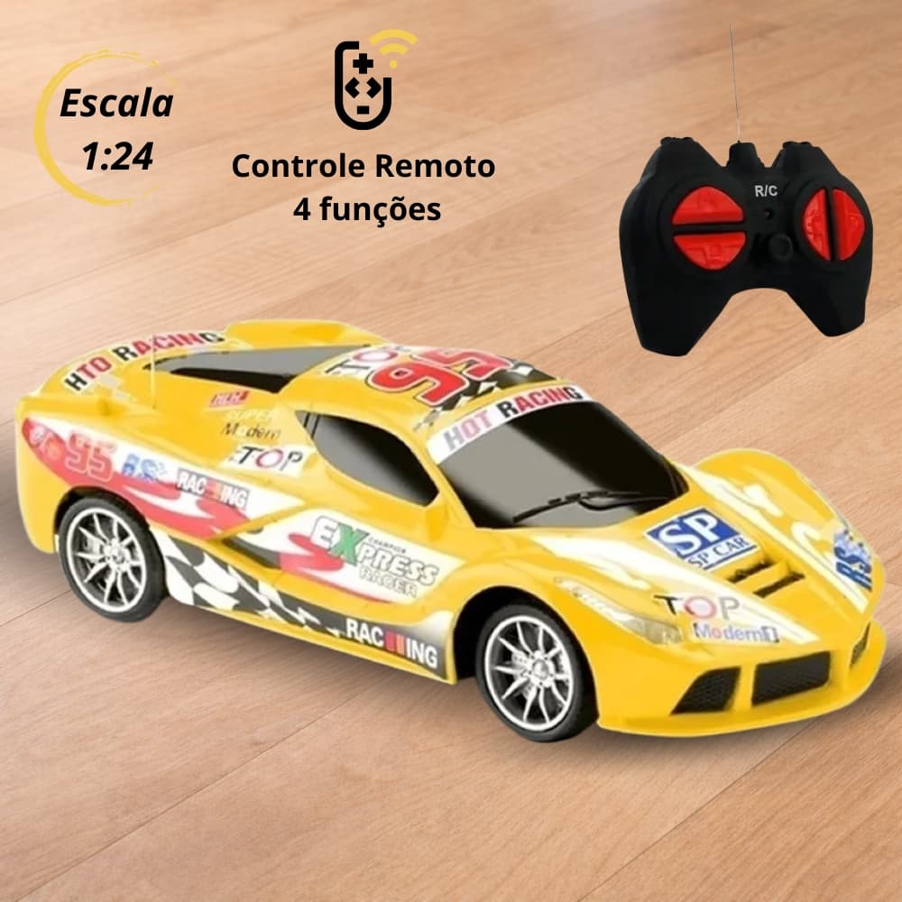 Brinquedo Carrinho Carro Corrida Com Controle Remoto Samba Toys Amarelo