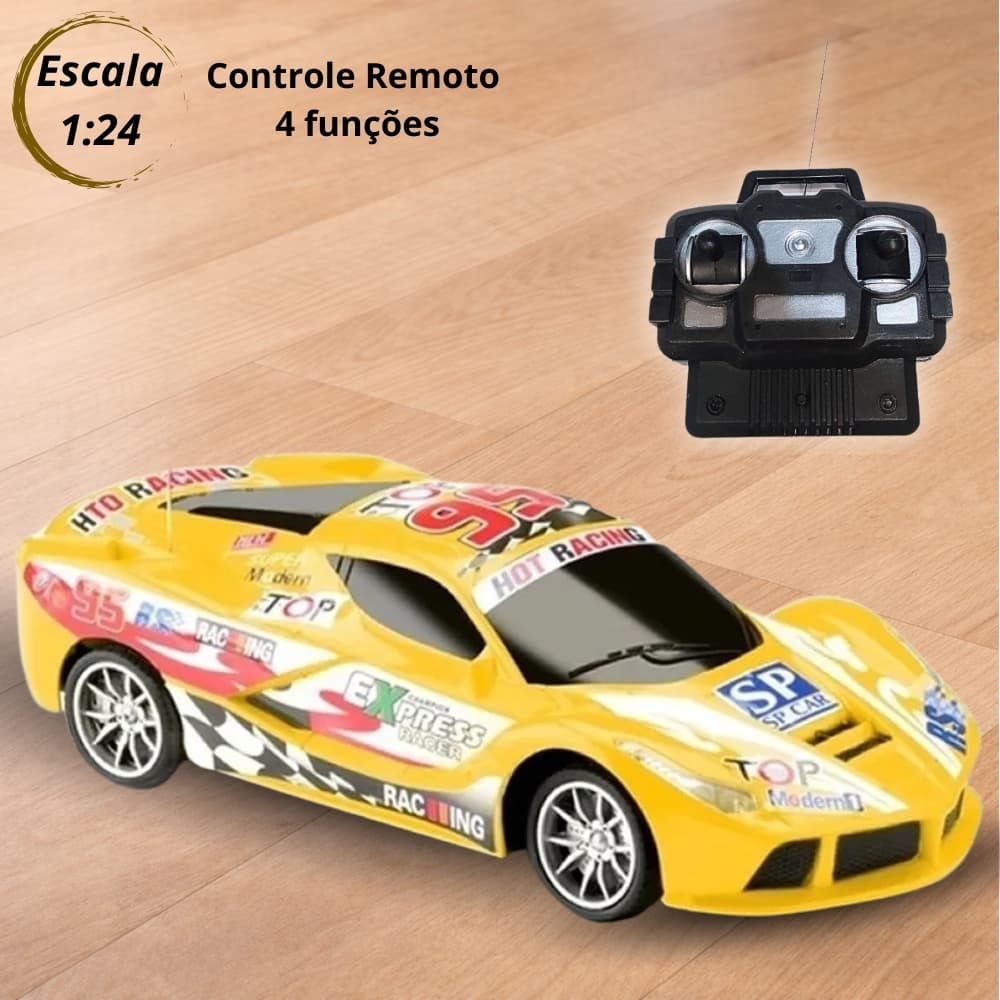 Carro Carrinho de Corrida Com Controle Remoto 4 Funções Brinquedo de Menino