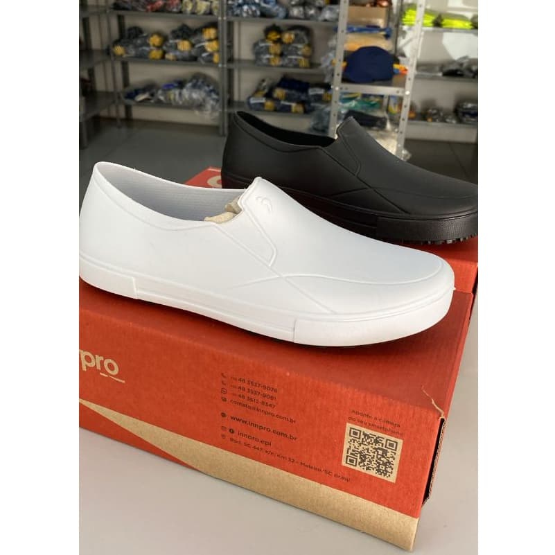 SAPATO TENIS ANTIDERRAPANTE NEWPRO PRETO BRANCO CONFORTÁVEL