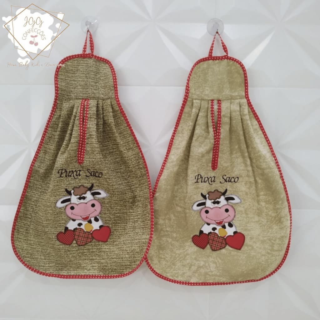 Puxa Saco / Porta Sacola Guarda Sacola Bordado Patchwork Tecido Grosso Não Desbota