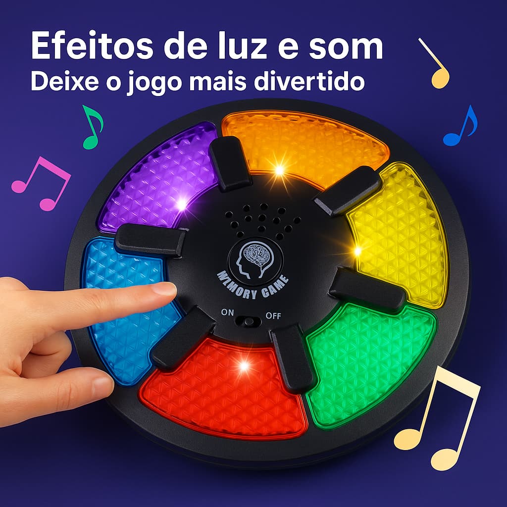 Jogo da Memoria Tipo Genius 6 Cores Grande Brinquedo Educativo para crianças e toda a família