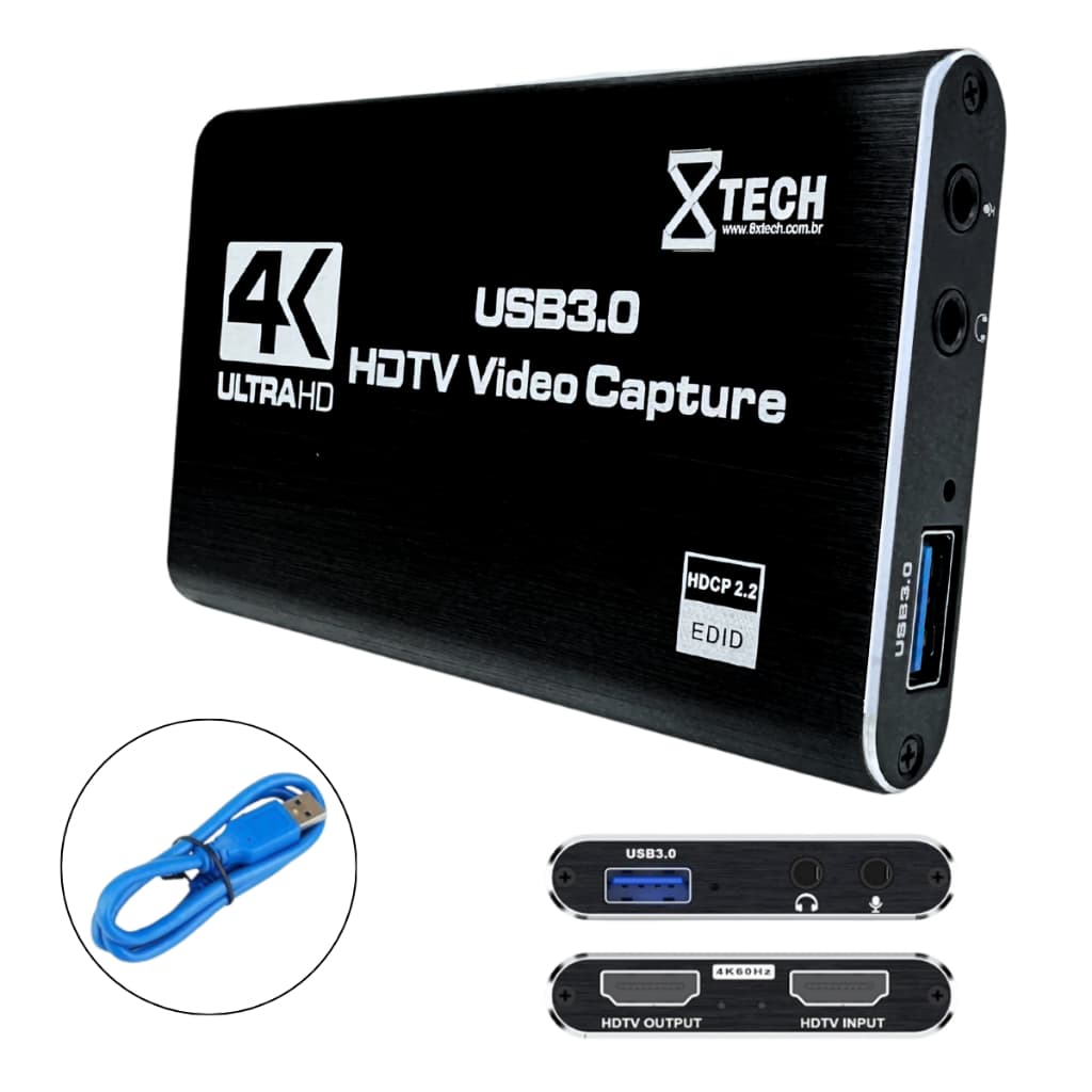 Placa Captura De Vídeo 4k 1080p 60fps Full Hd Usb 3.0 Hdmi