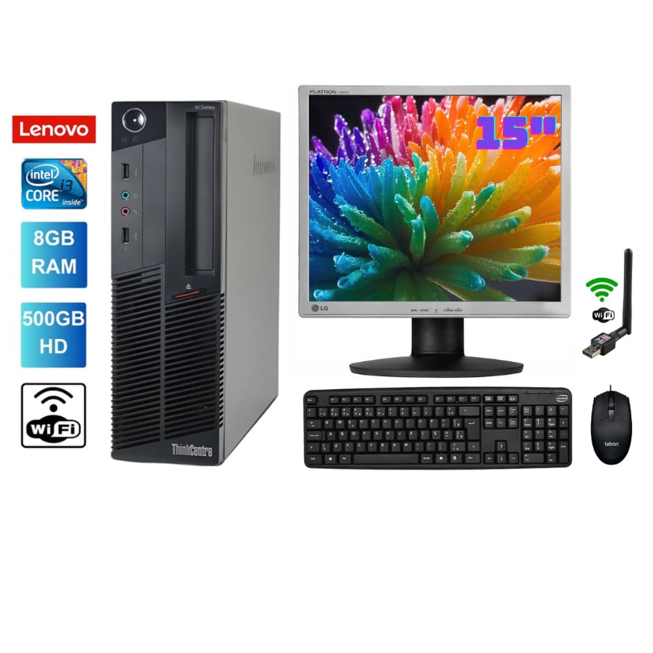 Computador Lenovo Completo Core i3 Com 8gb ram 500gb HD Rápido Wifi Tela 15 Trabalho Estudo Promoção