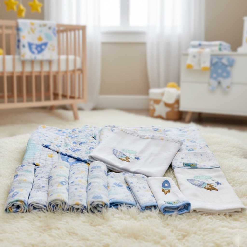 Kit 14 Peças Enxoval Completo Recém Nascido 100% Algodão Premium Masculino e Feminino Bebe Enxoval de Alta Qualidade