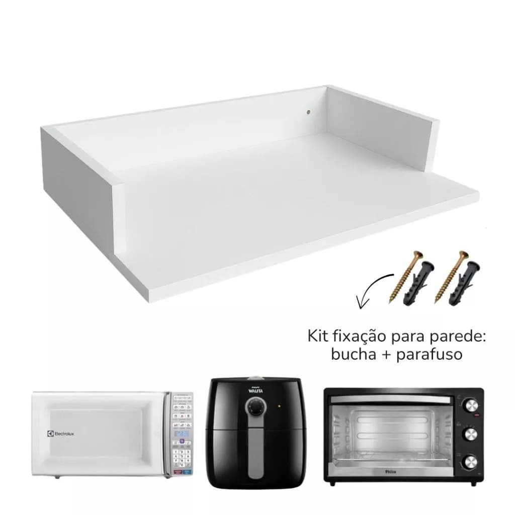 Nicho Suporte MDF 50X40 Microondas Airfryer Impressora Cozinha Parede Branco