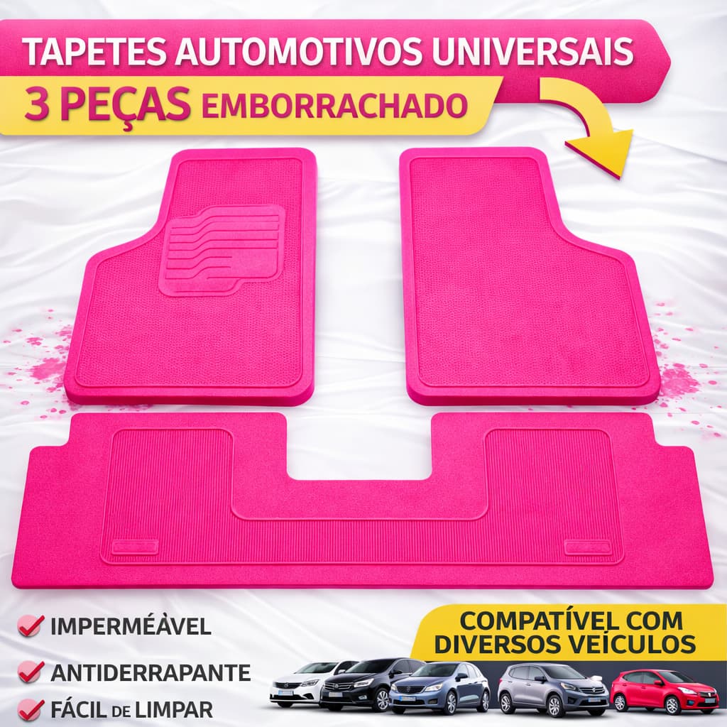 Tapete 3 PEÇAS Automotivo Universal Borracha Marcas Todos Modelos Para Carro