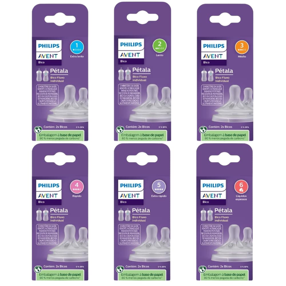 Bico Mamadeira Philips Avent Petala 3.0 Niveis Fluxo 1 A 6