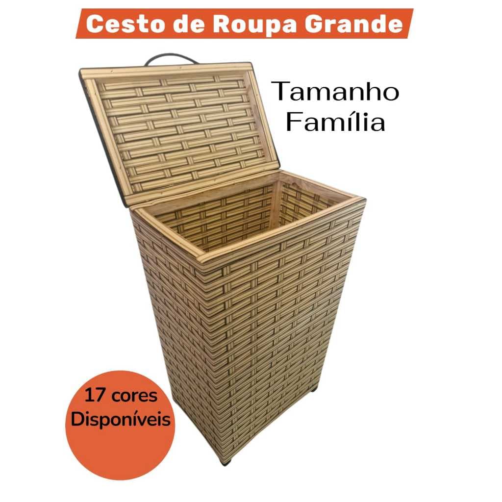 Cesto de Roupa Suja Grande Tamanho Familia Lavanderia Organizador Banheiro Retangular