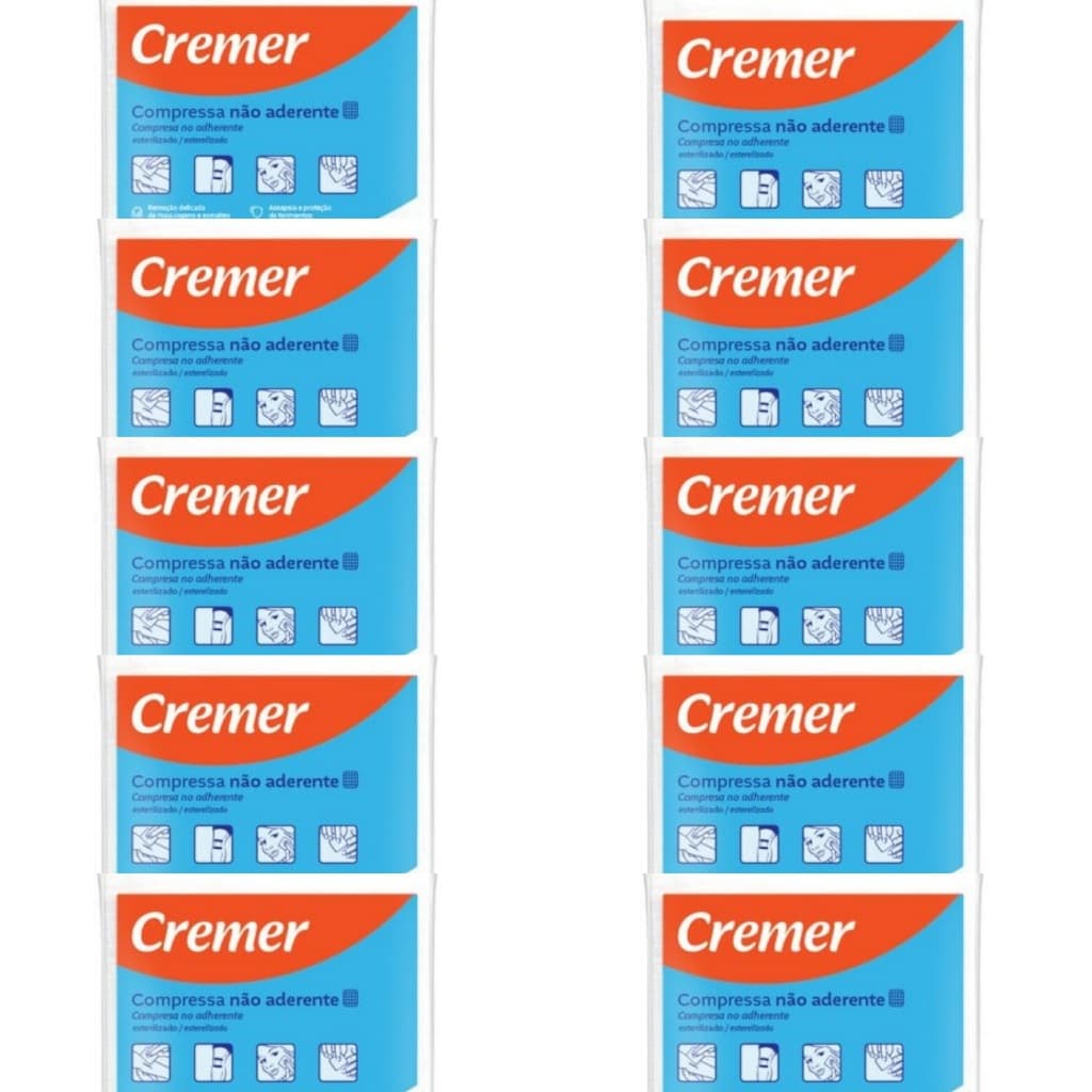 Kit 10 Compressa Não Aderente Esterilizada Com 10 Unidades Cremer