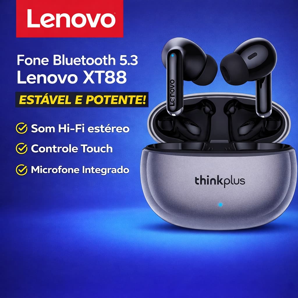 Lenovo XT88 Original Fone De Ouvido Sem Fio True Bluetooth wireless Earphone BT 5.2 Fones De Baixa Latência Para Jogos
