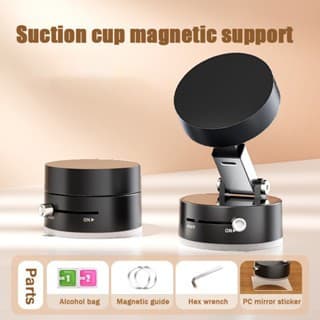 Suporte dobrável para celular com ventosa a vácuo | Suporte magnético giratório 360° para carro para iPhone e Android