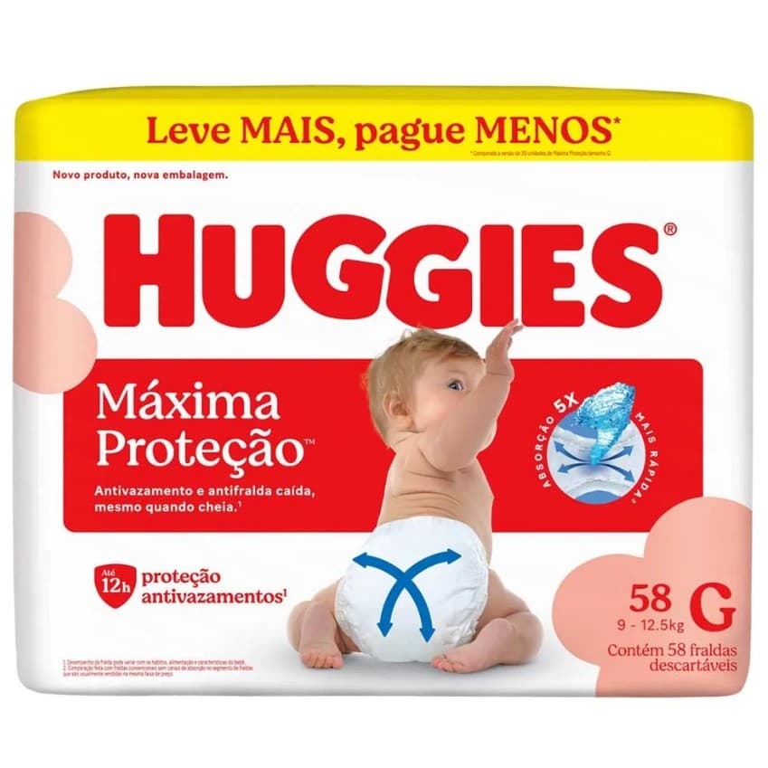 Fraldas Huggies Supreme Care Hiper G Com 58 Unidades