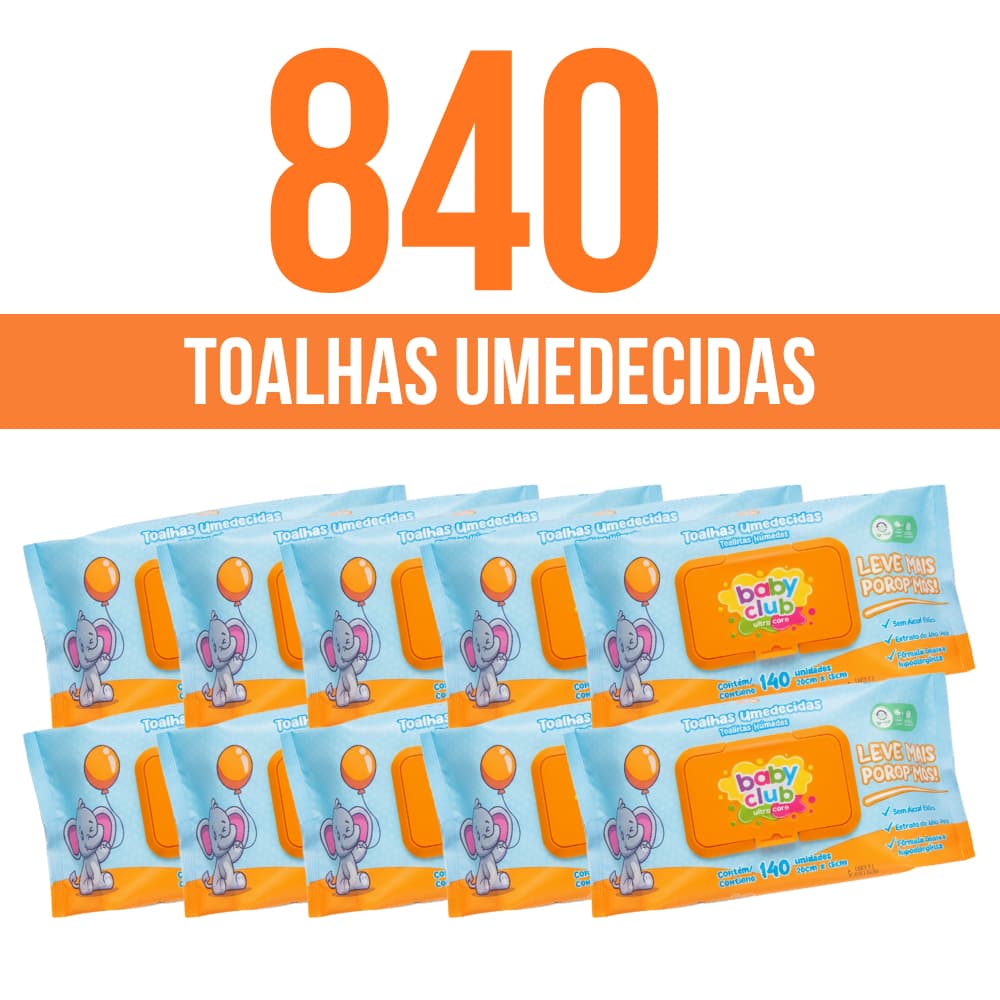 Kit Toalhas Umedecido Baby Club Hipoalérgico Pacote Lenços Higiênico Com Tampa Infantil Bebê
