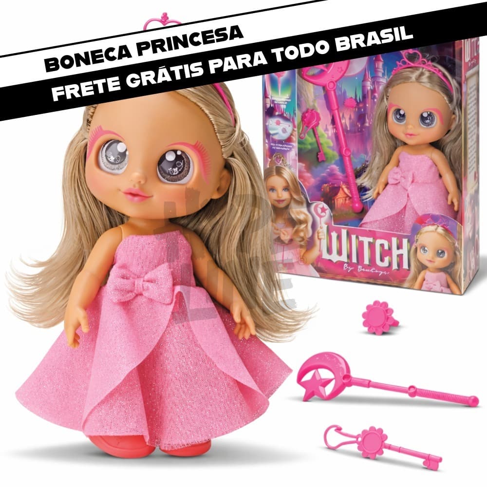 Boneca Princesa Articulada Witch Sunny Infantil 30cm com Varinha Mágica Acessórios Brinquedo Menina
