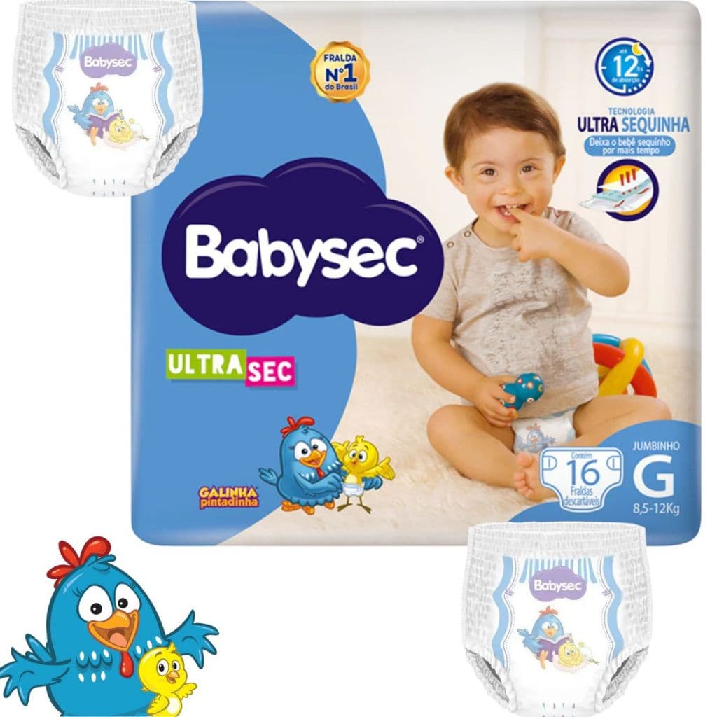 Fralda Babysec Ultrasec Shortinho G 16 Unidades Conforto e Proteção Anatômica Boa Absorção Dia e Noite Fraldas Baratas