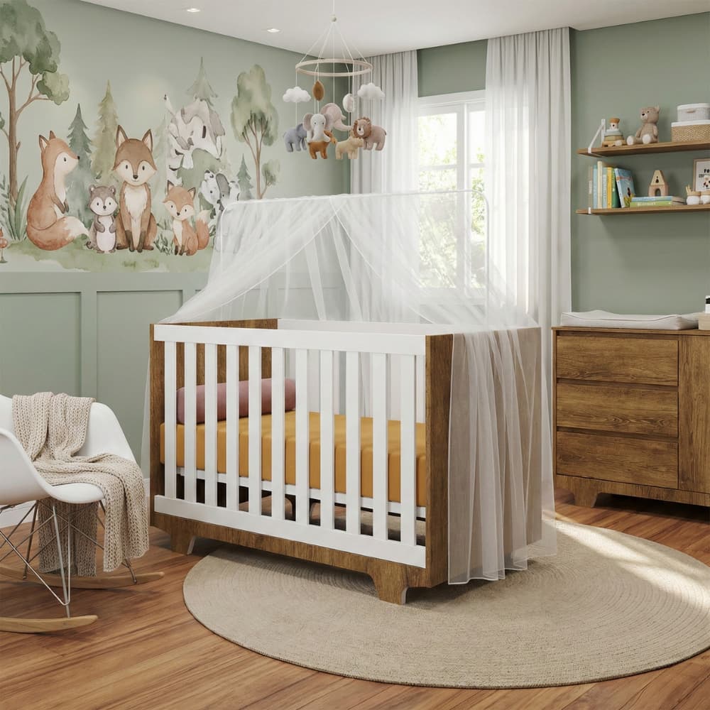 Berço 3 em 1 : Cama, berço ou bancada de trocas. Seguro e confortável para o seu bebê - Colchão incluso - CONFORTSE