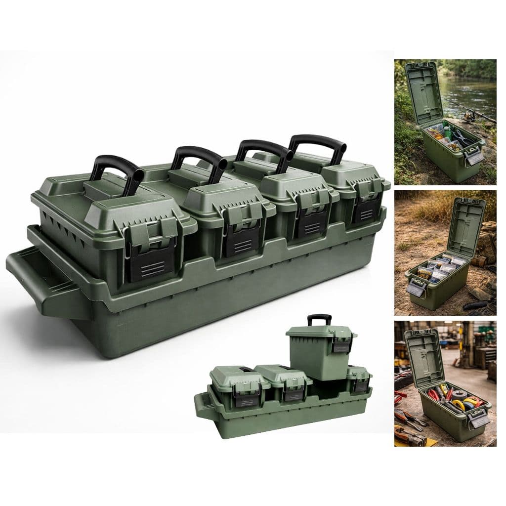 04 Caixas Ferramenta Organizadora 16L Small Modular Com Bandeja Multiuso Box Militar Pesca Airsoft