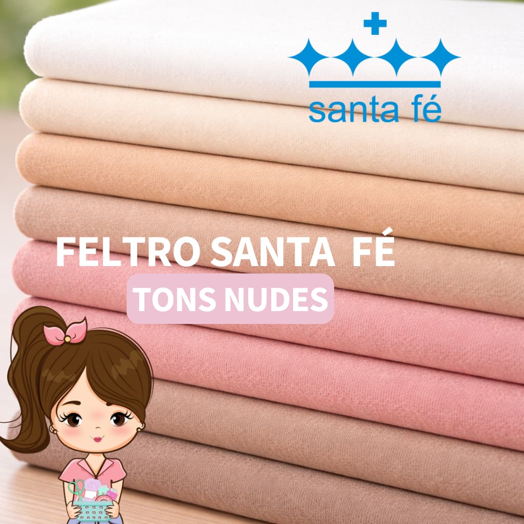 Feltro Santa Fé Liso Tons NUDE 25cm x 1,40m  - Patchwork Tecido Costura Artesanato