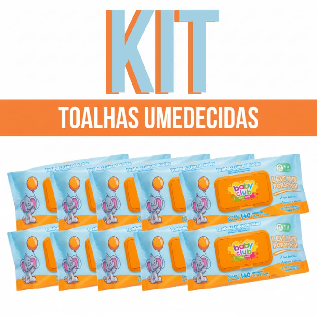 Kit Toalha Umedecida Baby Club Hipoalérgico Pacote Lenços Higiênicos Com Tampa Infantil Bebê