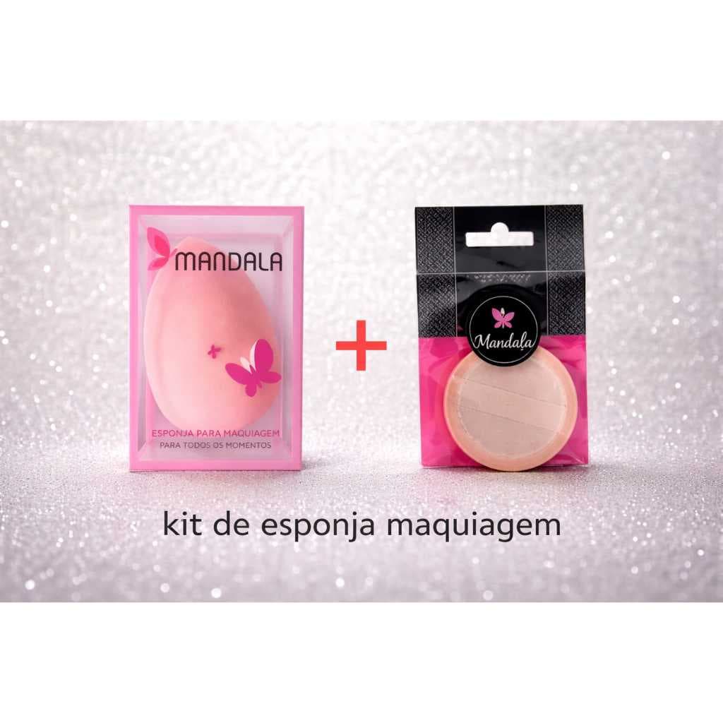 Kit 2 esponjas de maquiagem Mandala  pó compacto e base liquida