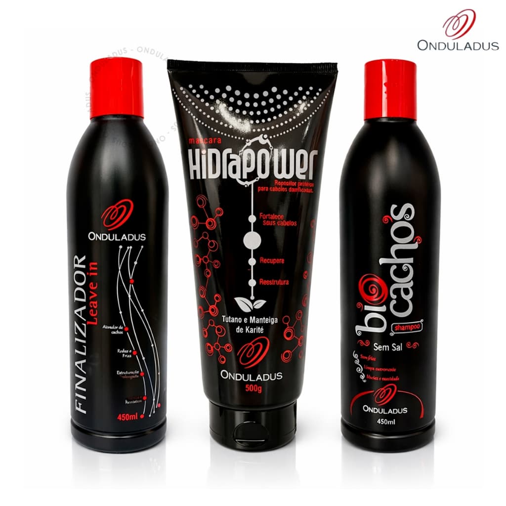 Kit Shampoo 450ml + Finalizador Leave In 450ml + Máscara Hidratante 500g Ondulado Cacheado Crespo