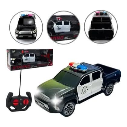 Carrinho Controle Remoto Polícia Preto Caminhonete Hilux Boy Diversão e Aventura - Fun Game