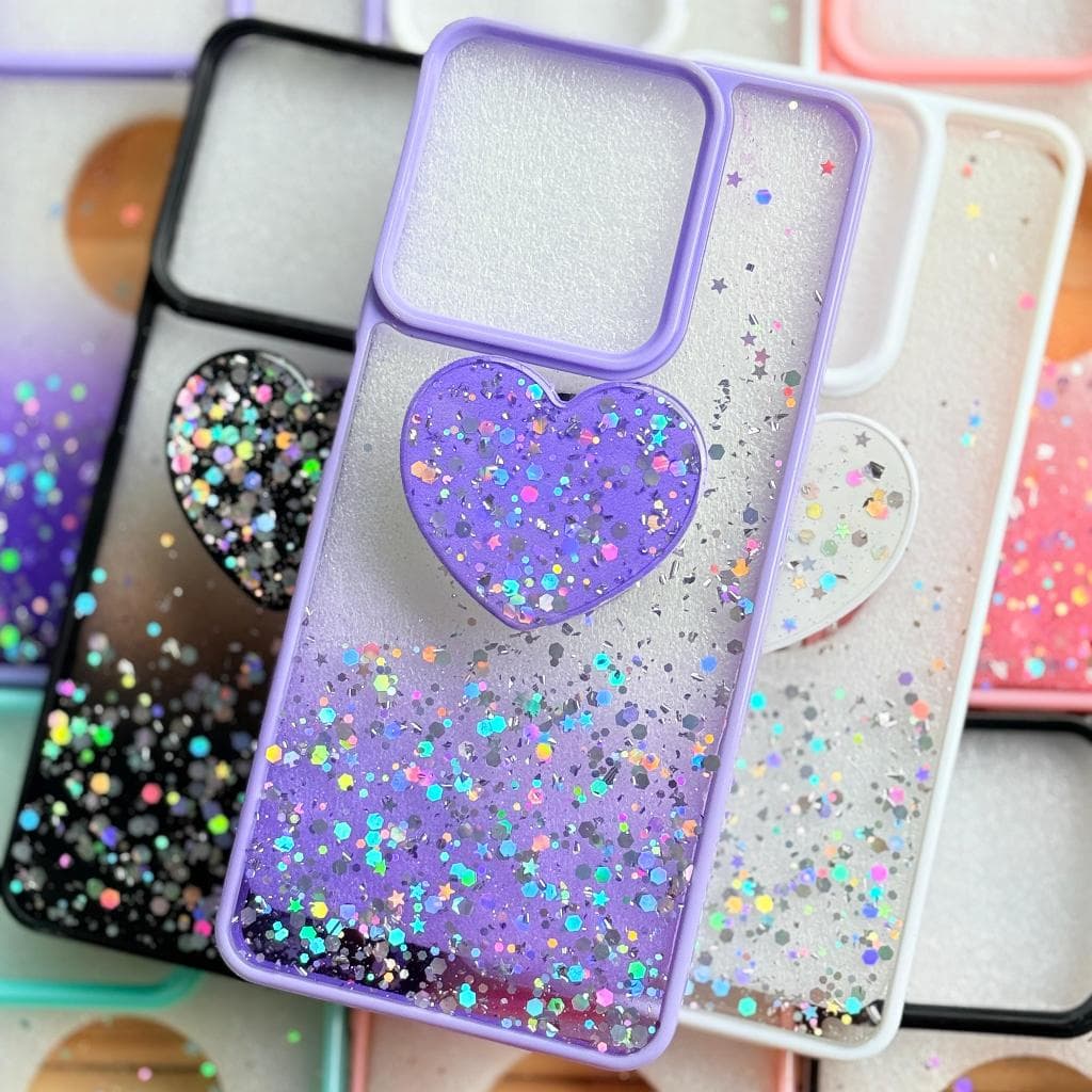Capa Capinha com suporte de coração para Motorola Moto G05 / Moto G15 / Moto G35 / Moto G75 / Moto E15