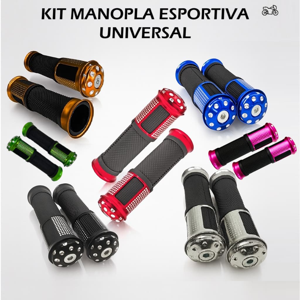 Manopla Luvinha Moto Esportiva Alumínio Borracha Antiderrapante Universal Preta Croma Azul Doura Vrm