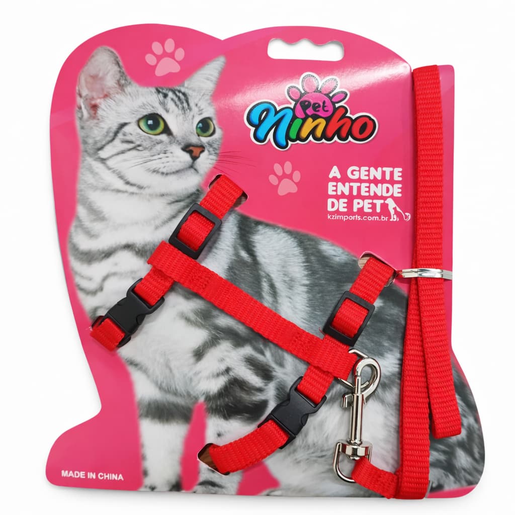 Kit Guia e Coleira de Nylon Ajustável para Gatos Colors