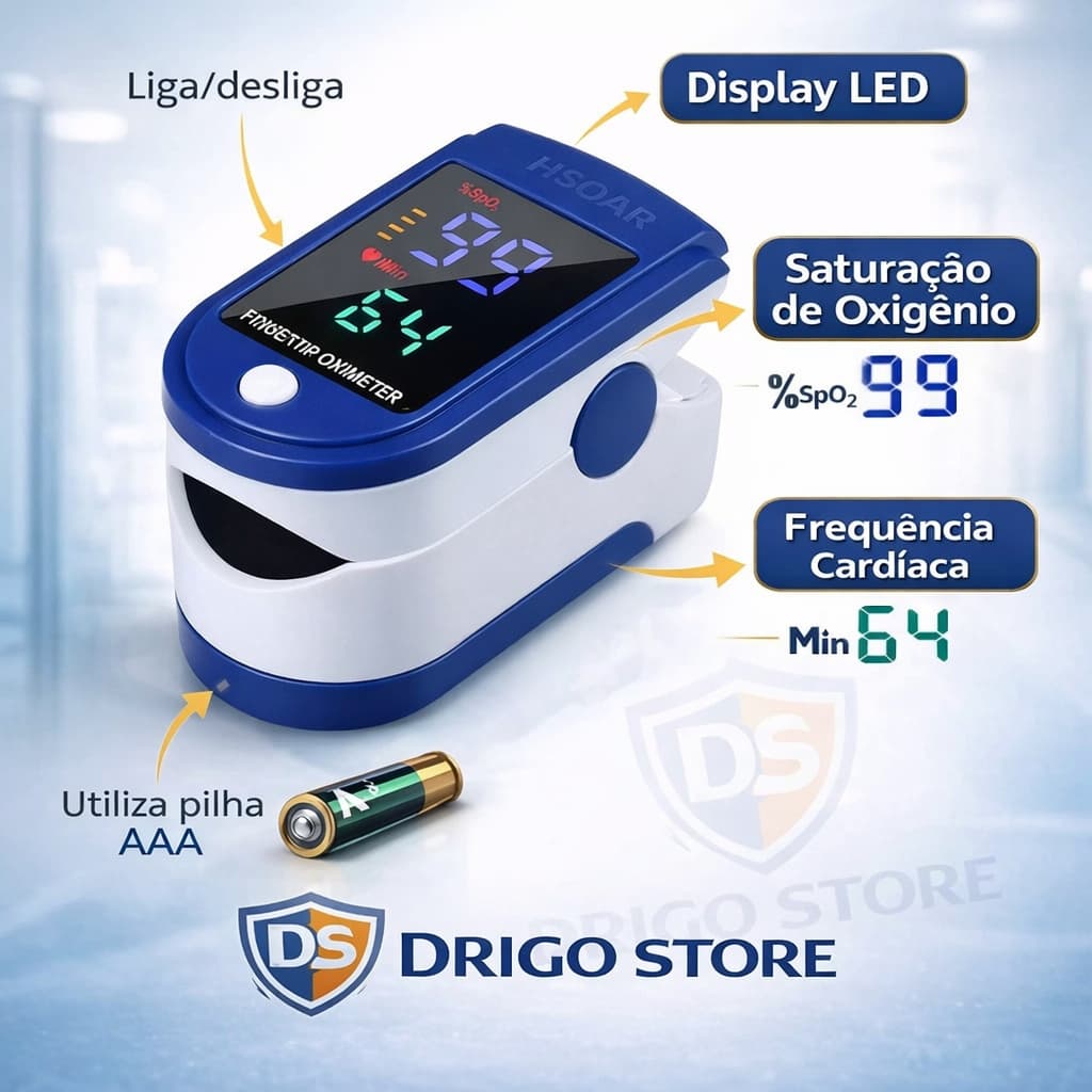 Oxímetro Digital Portátil de Pulso para Dedo Medidor De Saturação Portatil
