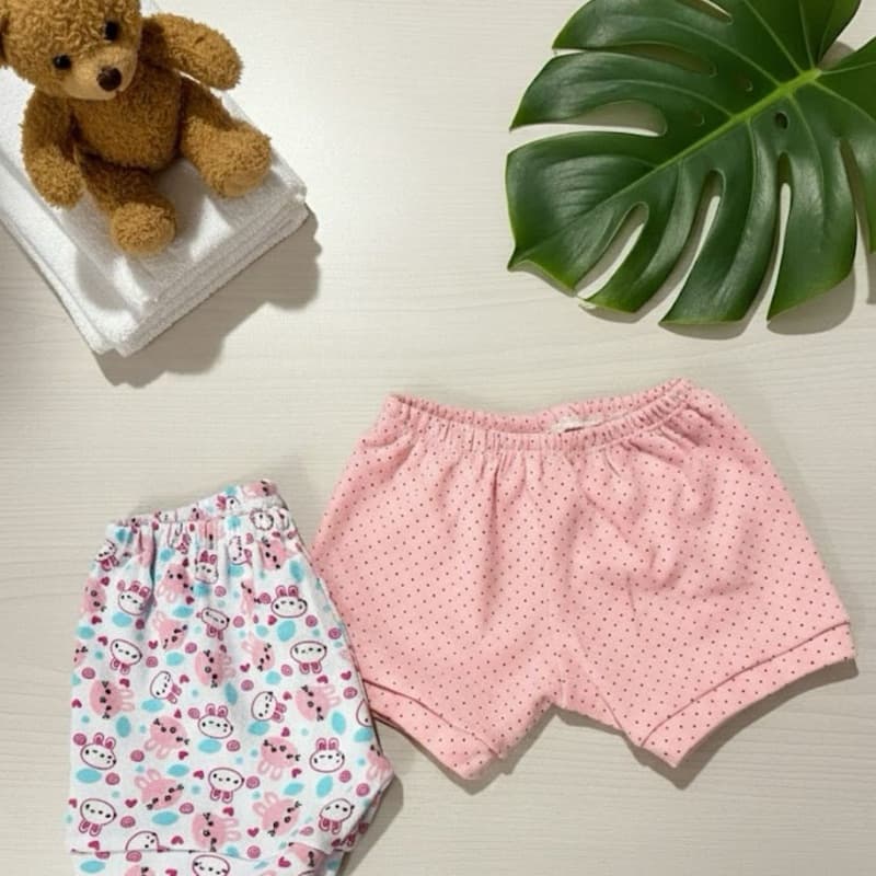 Kit 2 Shorts Tapa Fralda Baby 100% Algodão Estampado Barato Menino Menina Cores Lindas calcinha Dia a Dia Verão Praia