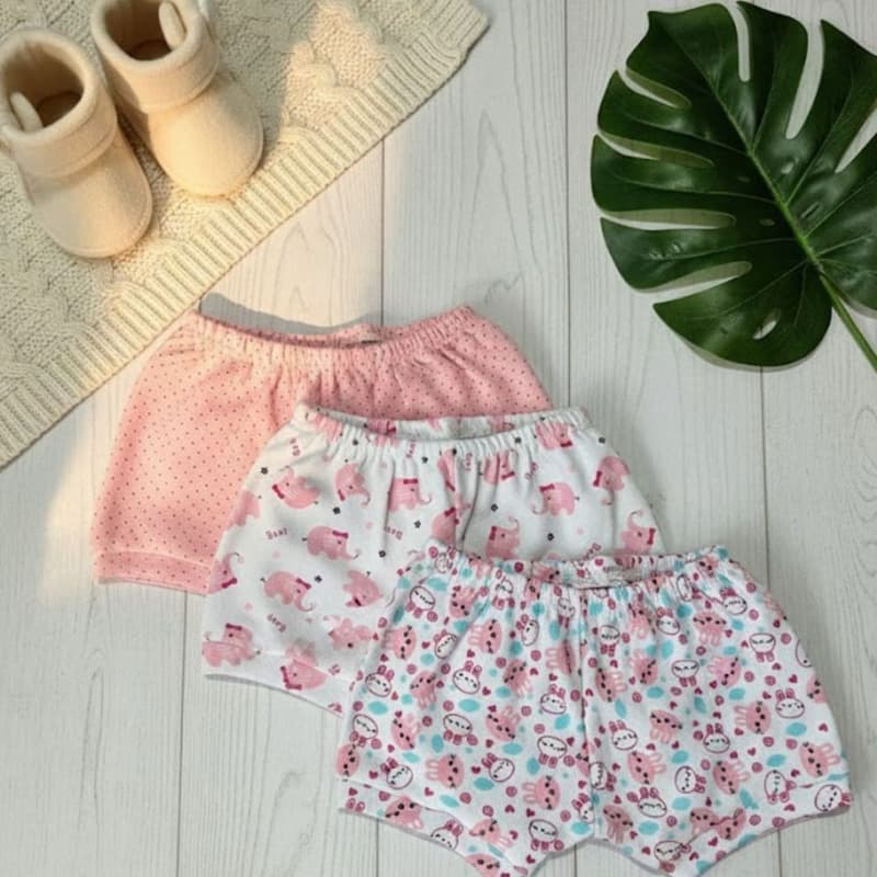 Kit 3 Shorts Tapa Fralda Baby 100% Algodão Estampado Barato Menino Menina Cores Lindas calcinha Dia a Dia Verão Praia