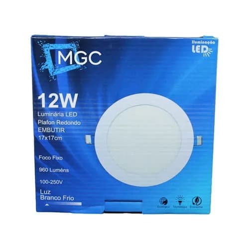 PLAFON DE LED EMBUTIR REDONDO 12W Luminária LED Branco Quente