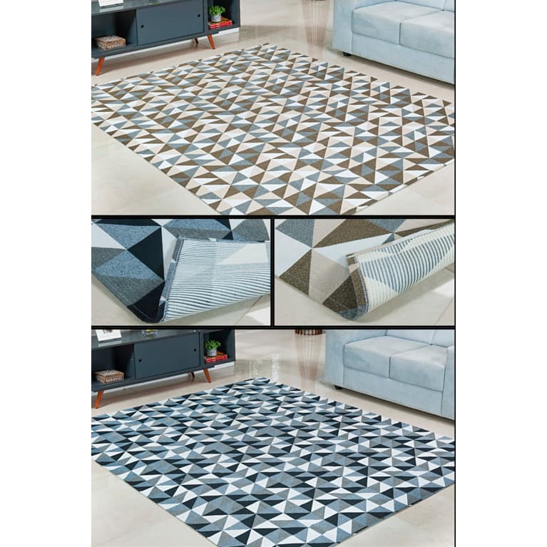 Tapete Jacquard Sala 2.00 x 1.40m Antiderrapante Geométrico Não Escorrega Lavável Premium Luxo